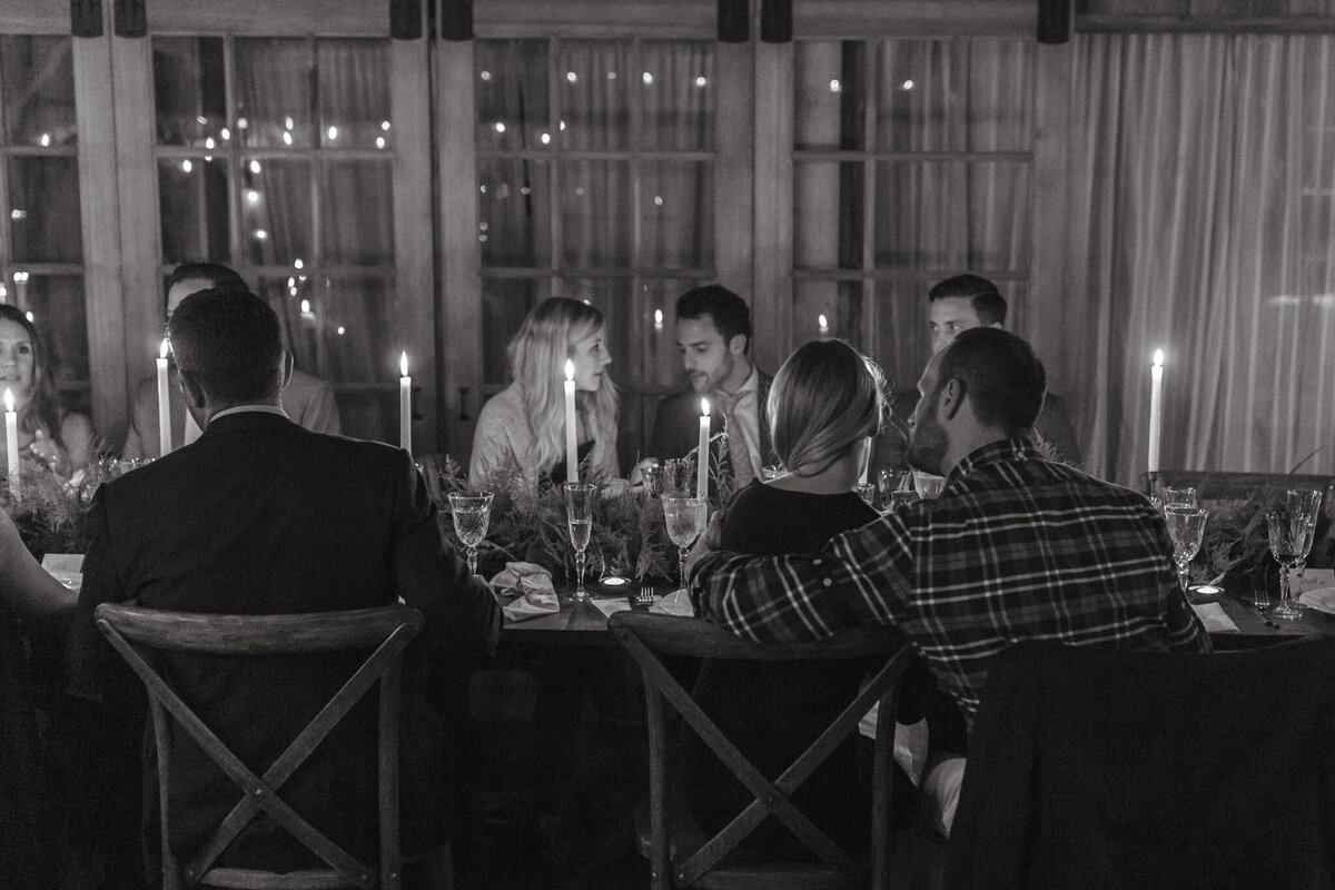 Guests conversing during dinner at The Castaway in Portland Oregon.