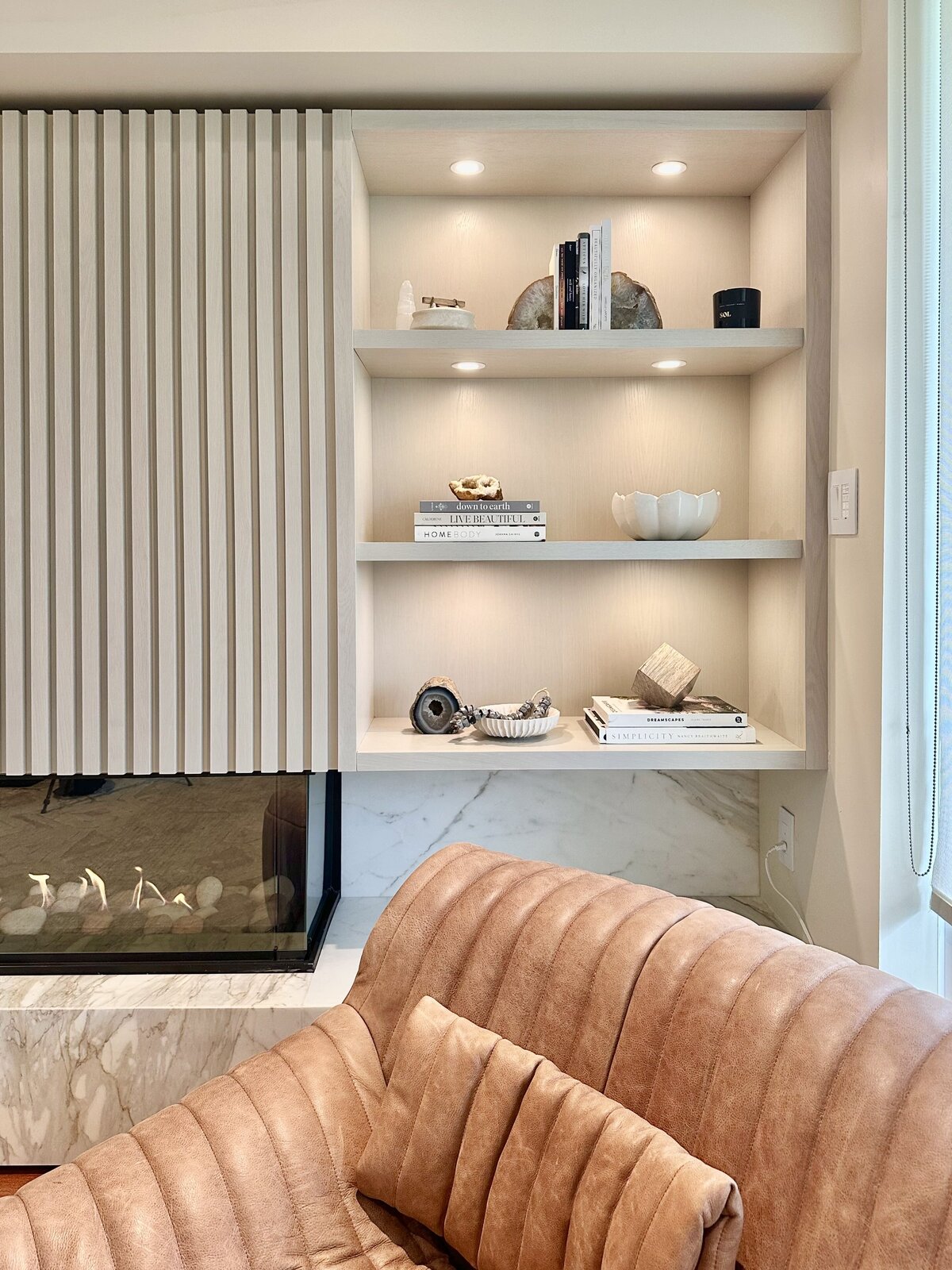 close up of millwork detail in ranger crescent living room renovation