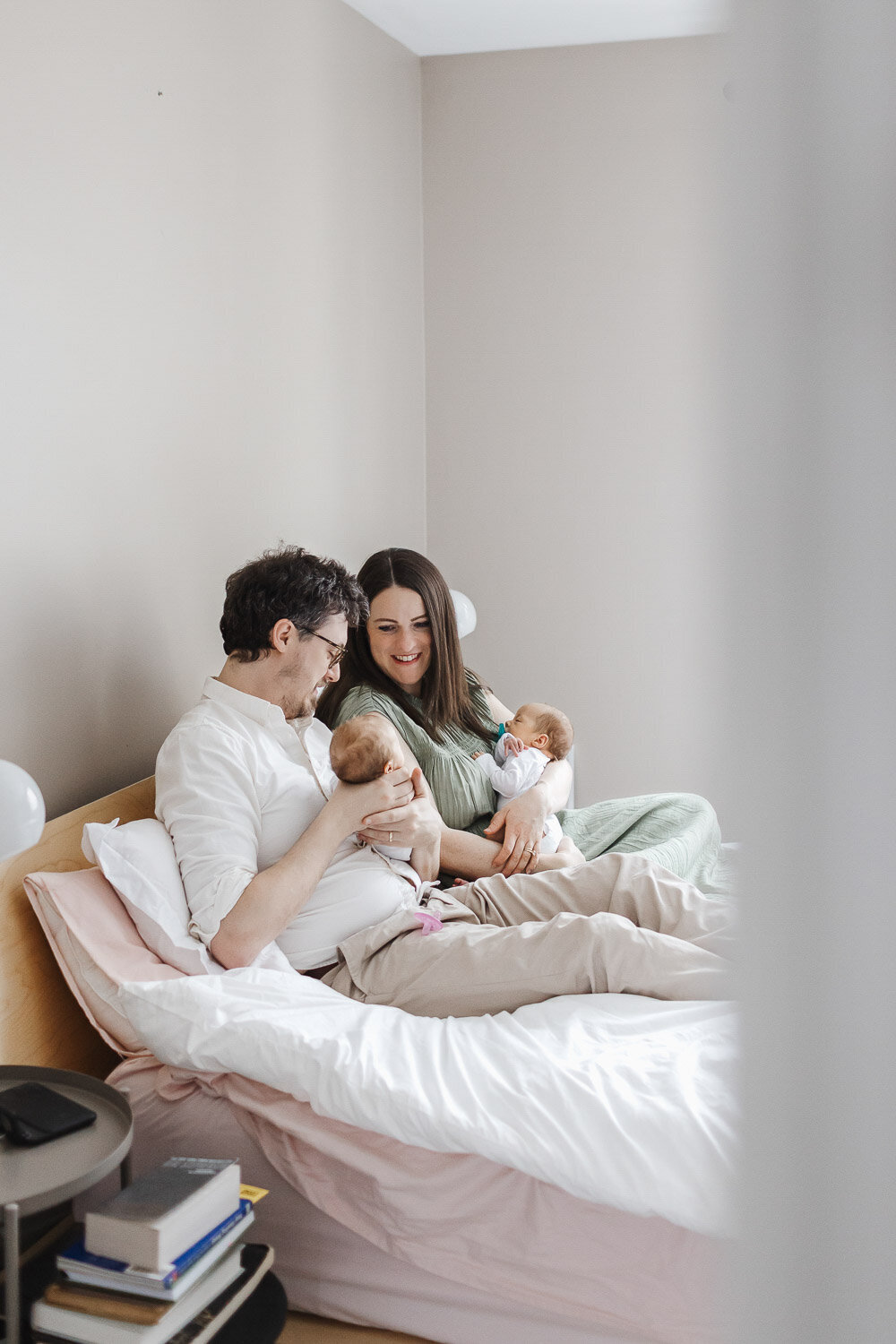 Twin newborn portraits at home