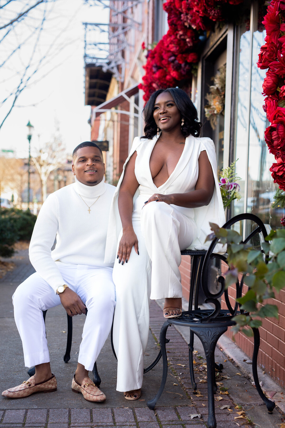 Engagement portraits at Joli Jarden Flower Shop.