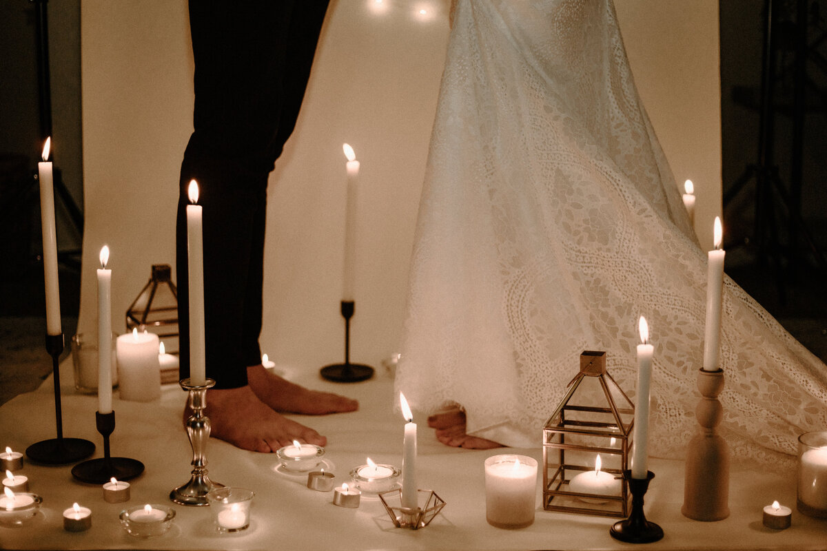 candlelight bridal photos