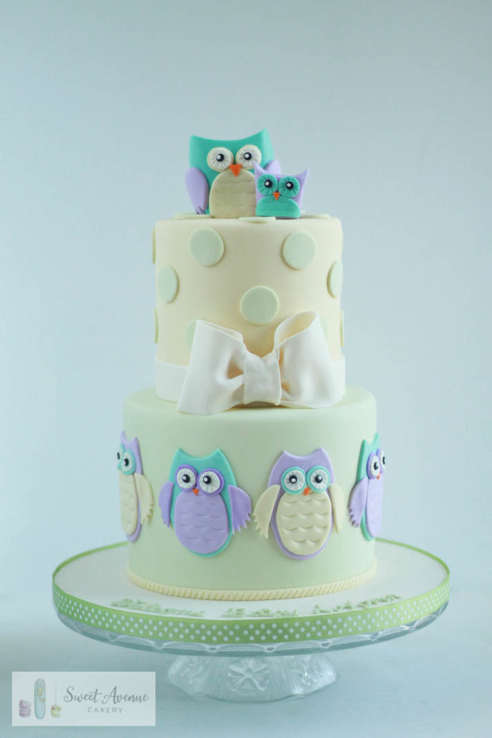 owl baby shower cake