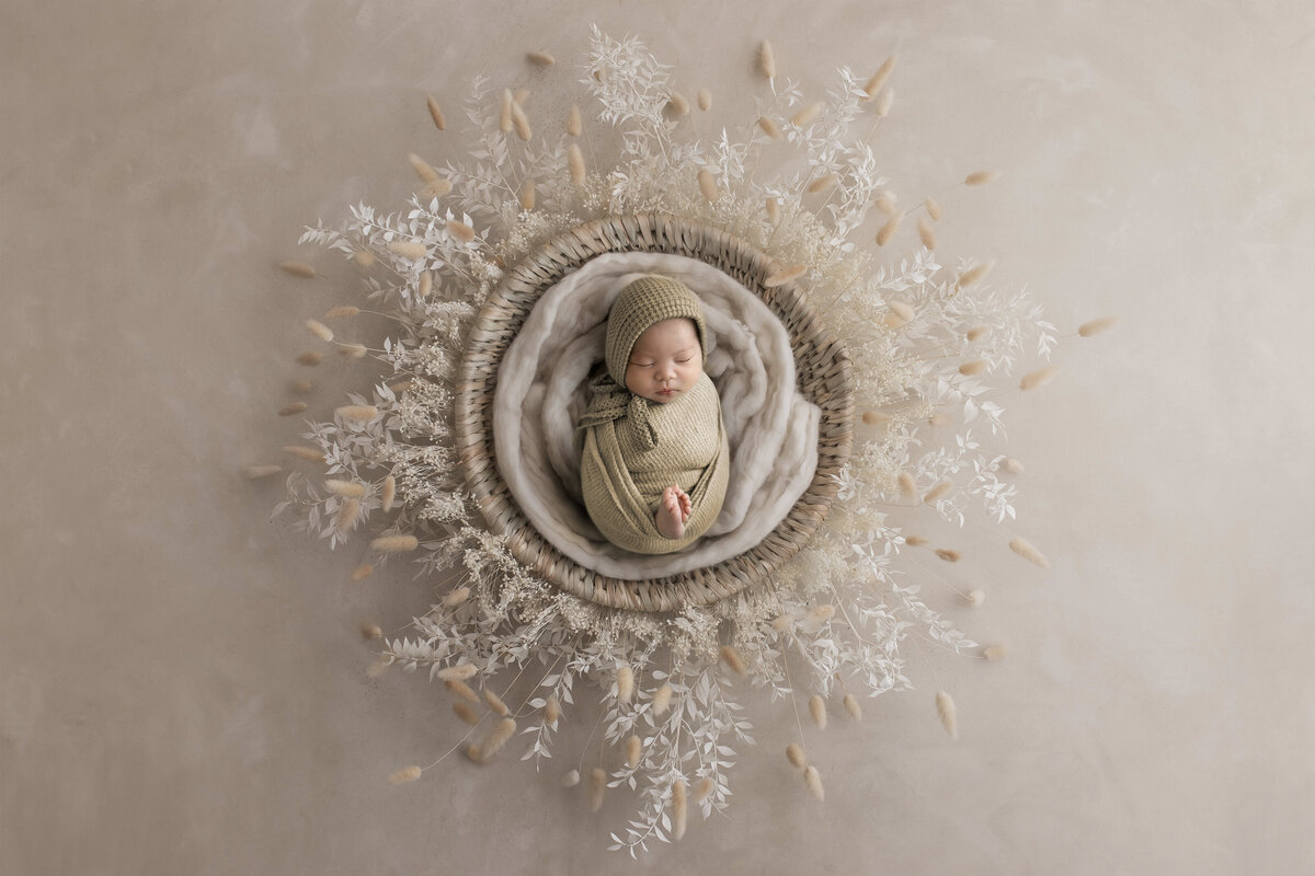 Edmonton Newborn Photography light color floral baby backdrop