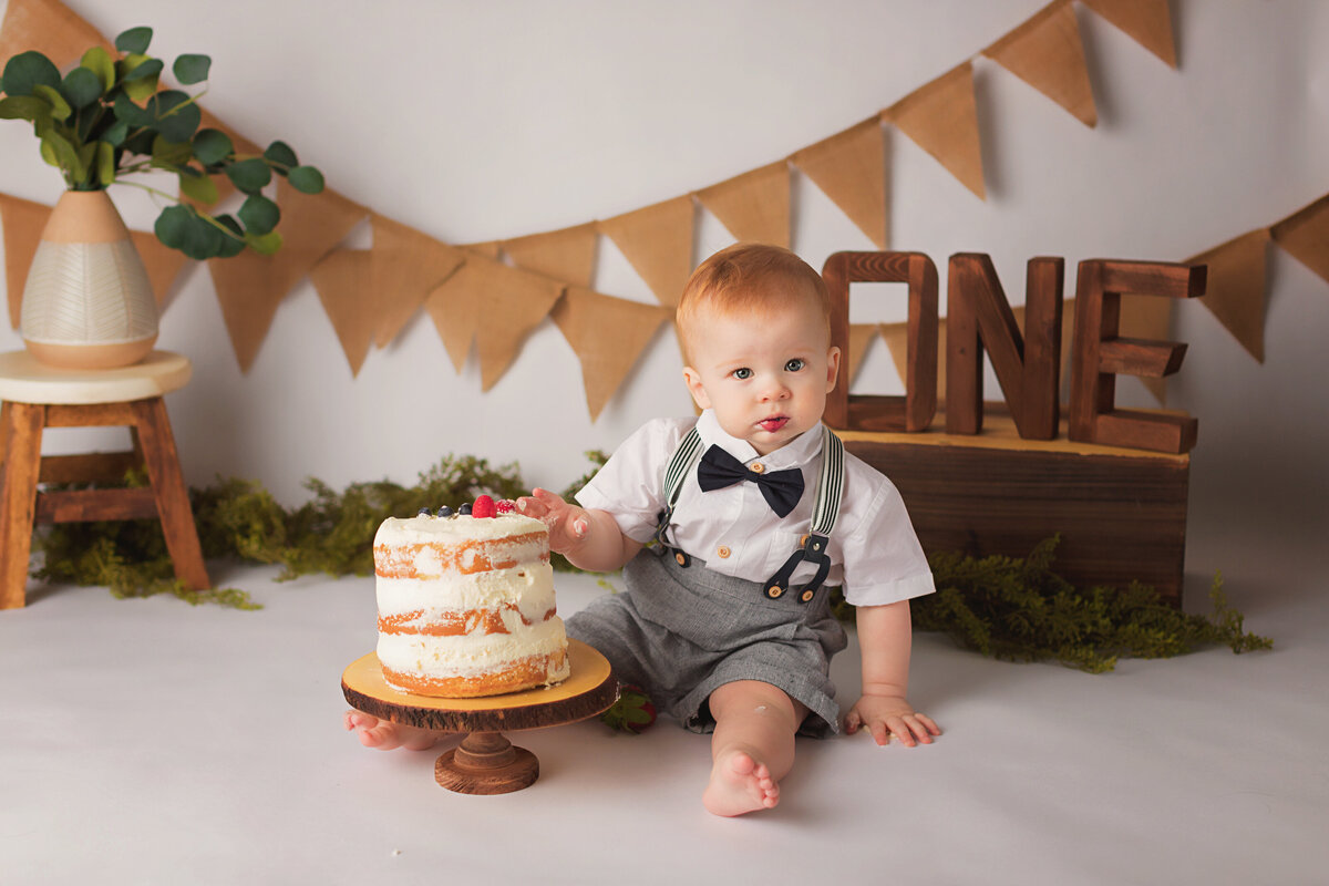 first birthday boy cake smash berries burlap flags rustic set