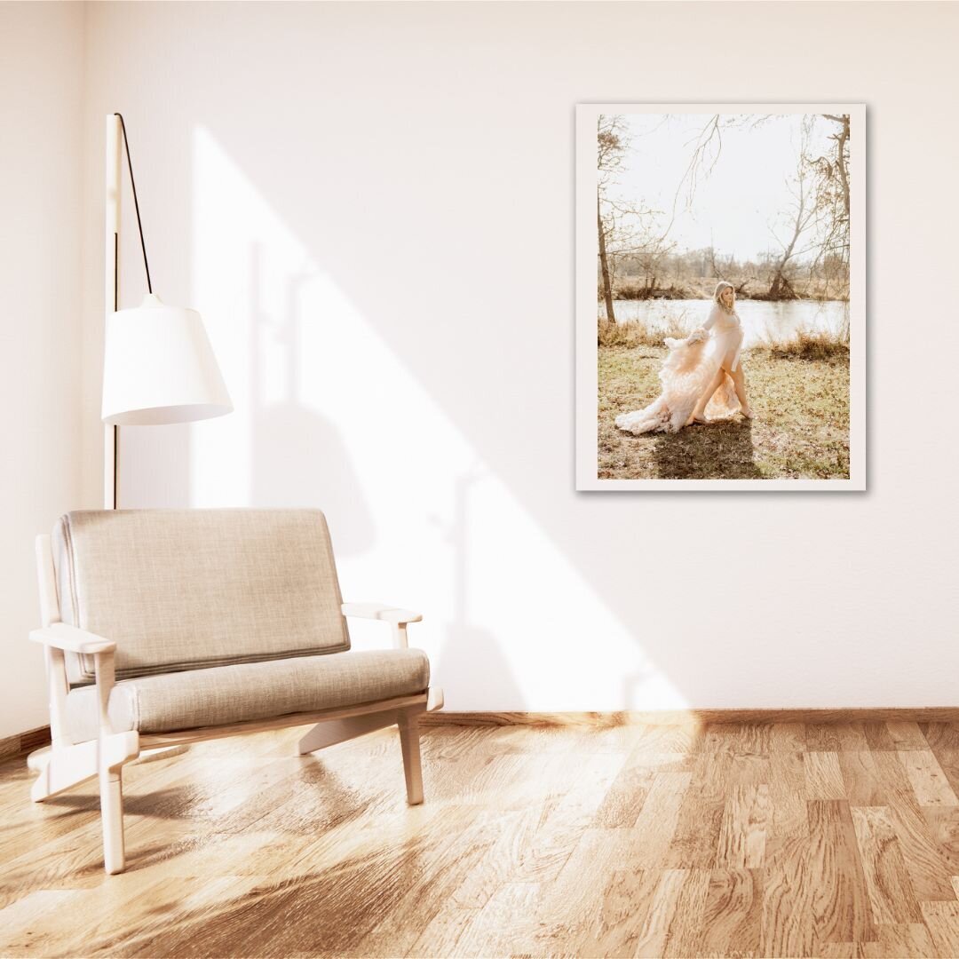Beige Aesthetic Modern Living Room Photo Frame Mockup Instagram Post