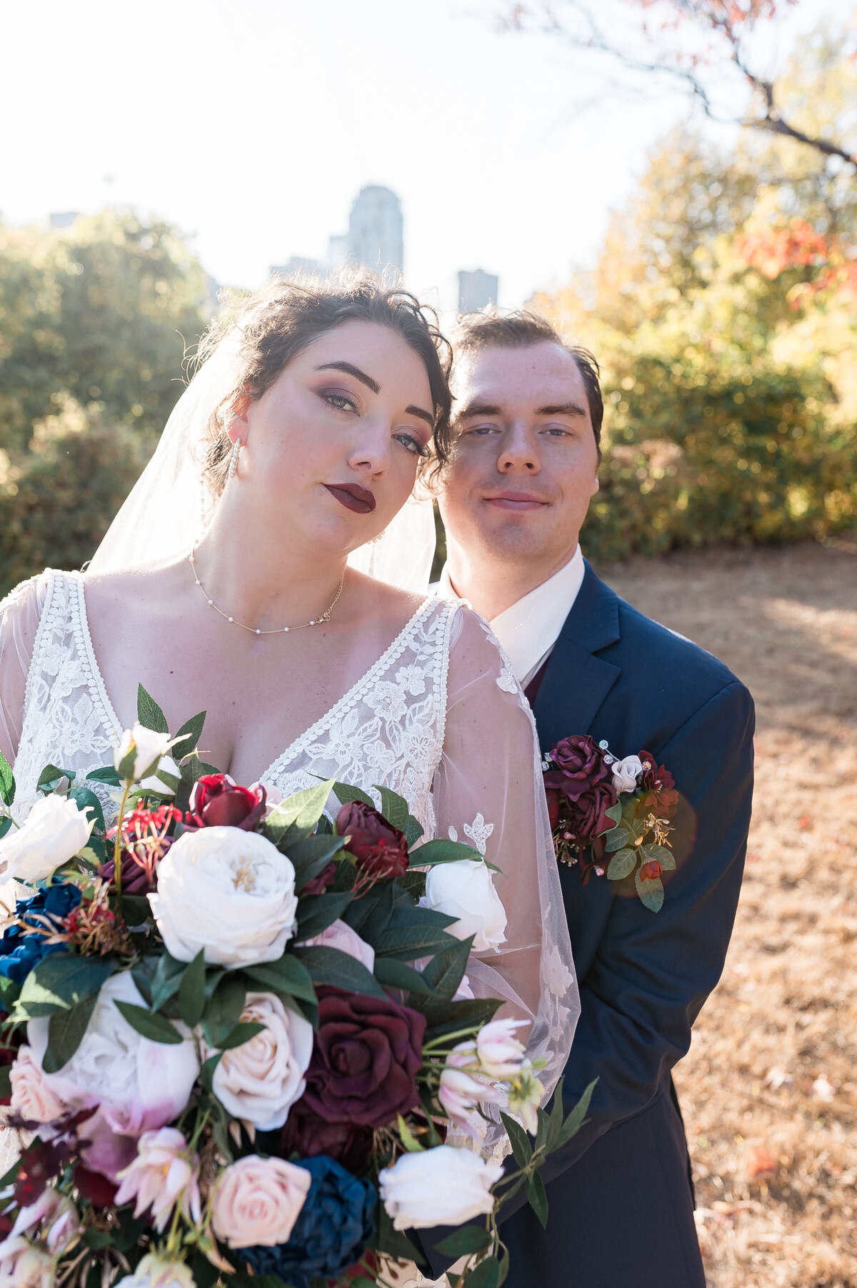 Bride and groom candid laugh during ceremony