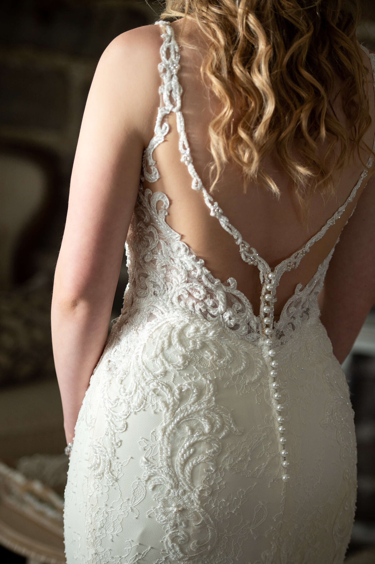Ottawa wedding photography showing the back details of a wedding gown