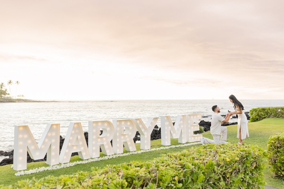 Big Island Proposal with Marry Me letters
