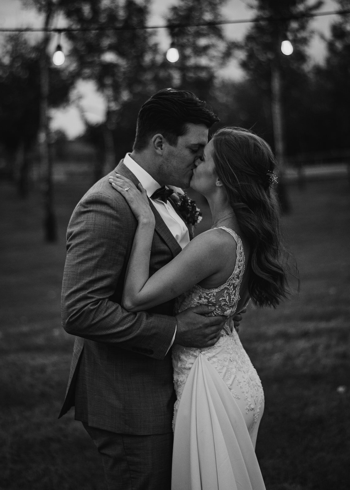 black and white wedding portrait