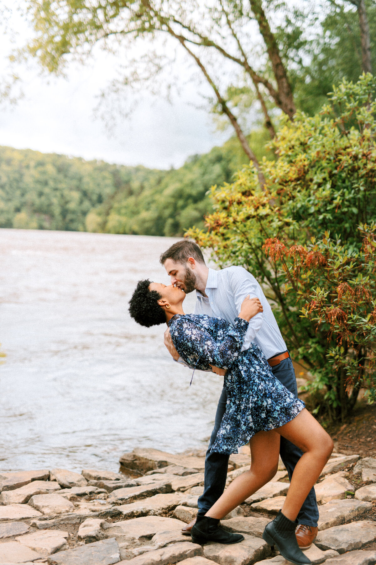 Chattahoochee Coffee Company couples engagement photography session on Chattahoochee River in Atlanta, Georgia