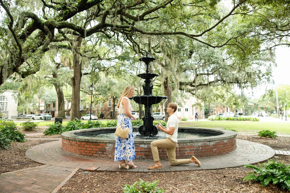 Surprise Proposal Photography at Lafayette Square, Savannah GA