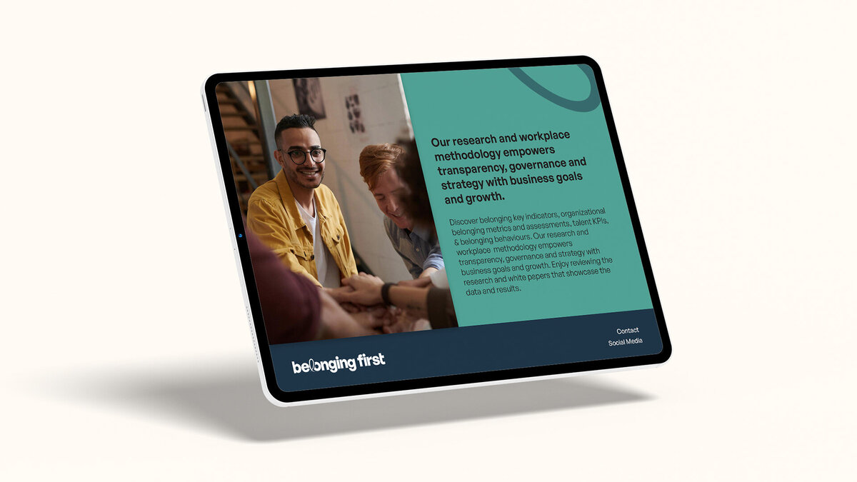 Mockup of a website homepage for Belonging First