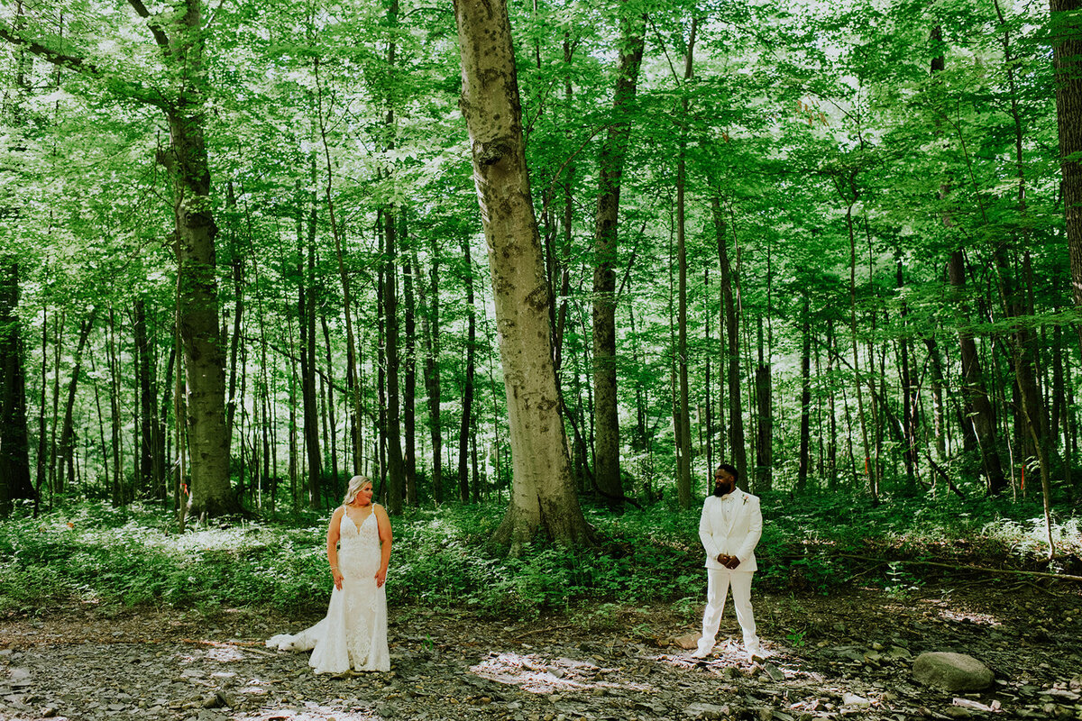 Bride_Groom_Look_Forest_Woods_Wedding_TheBrook