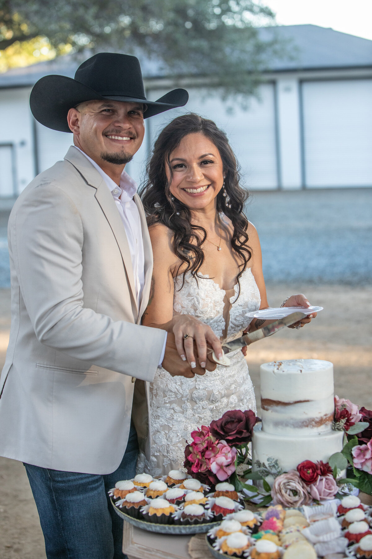 cake shot bride and groom