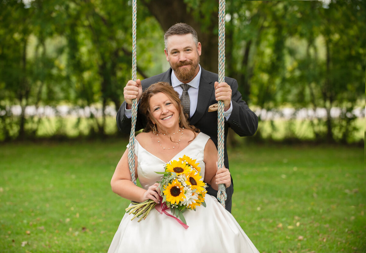 sunflower themed wedding | swing