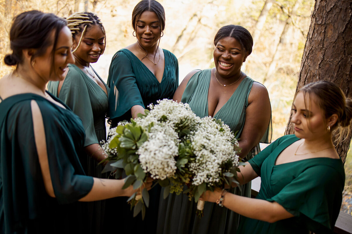 the bridesmaids with their flowers