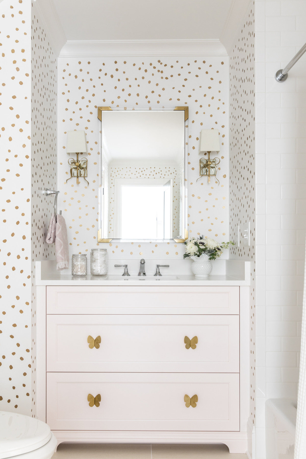 Dominique-DeLaney-Girls-Bath-Gold-Dot-Wallpaper-Pink-vanity-3