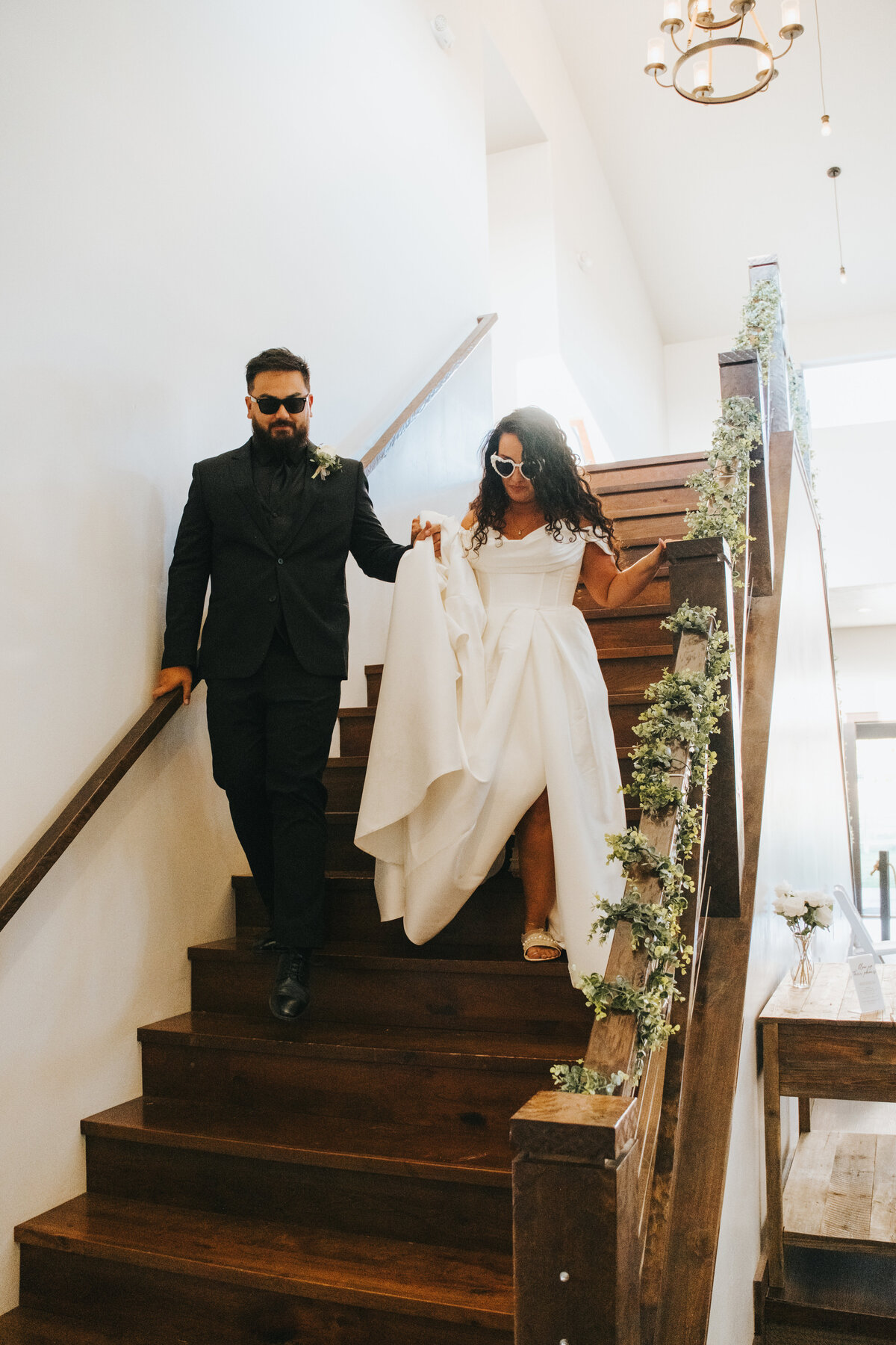 Couple walking down the stairs