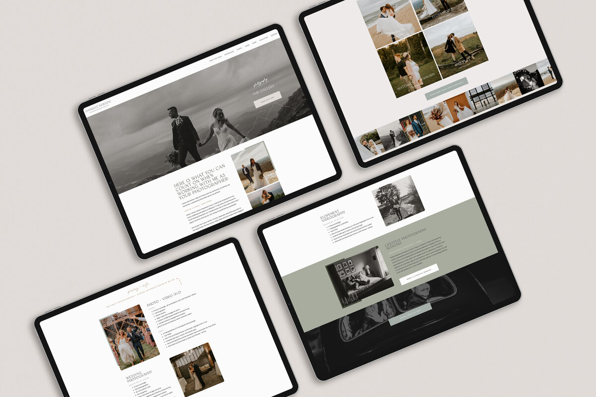 a mockup of a warm, boho website for a photographer