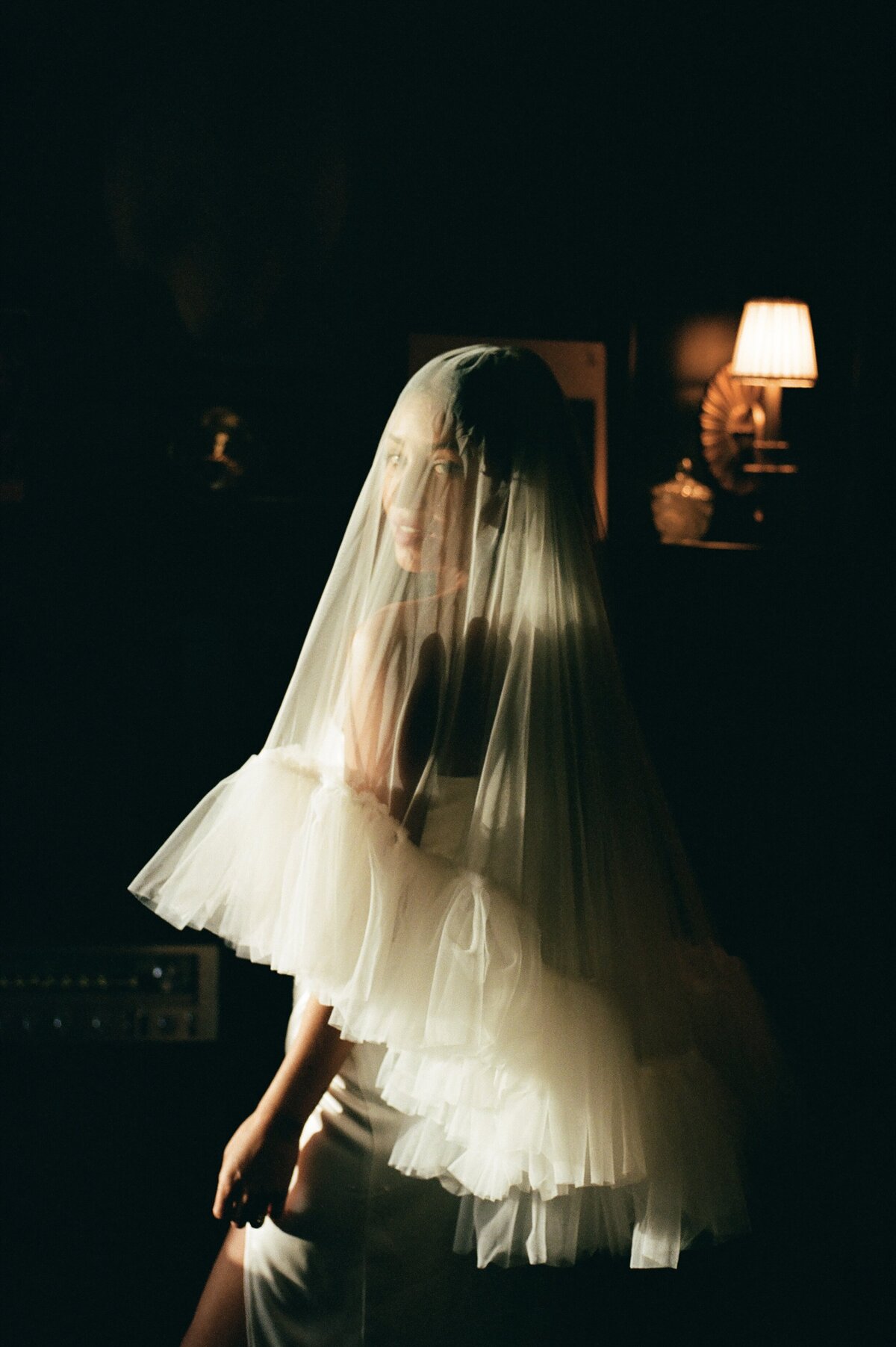 Documentary bridal portrait captured in timeless film style by Kate Winters in Carmel