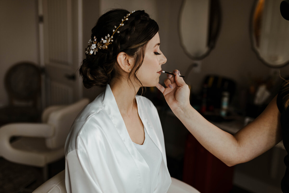 Bride Getting Makeup Done