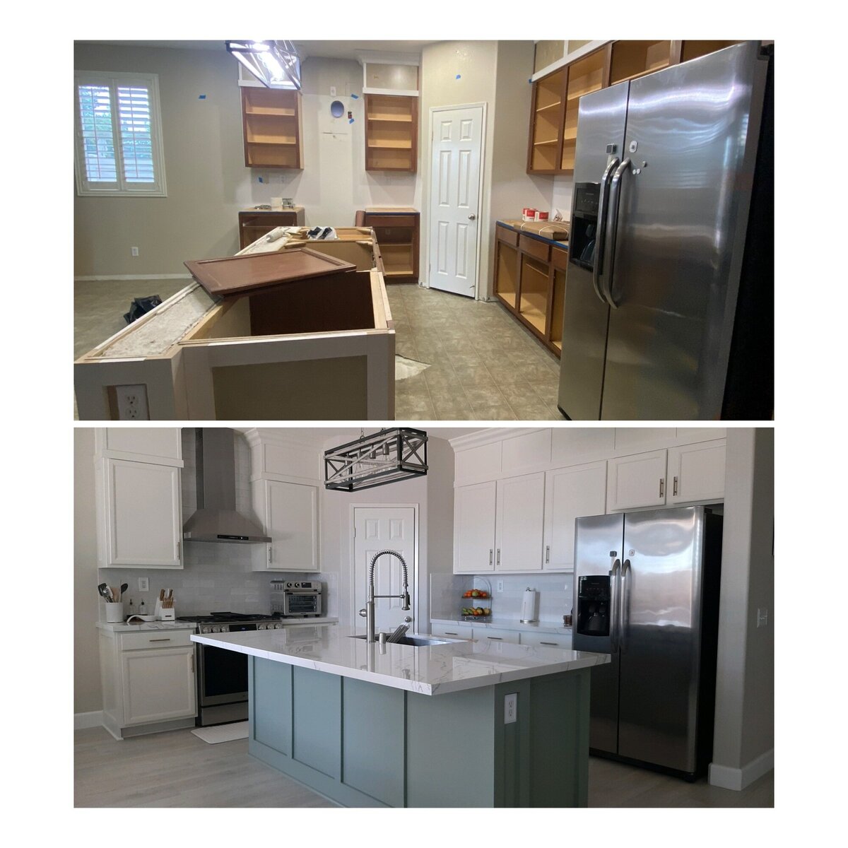 Kitchen cabinet renovation before and after painting