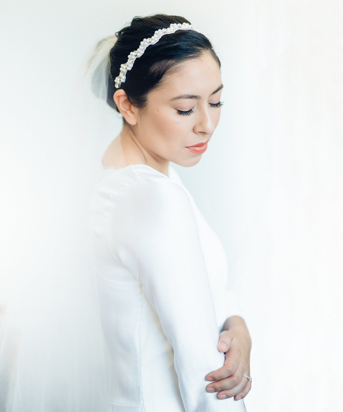 Wedding Photograph Of Bride Standing in White Wedding Dress Los Angeles