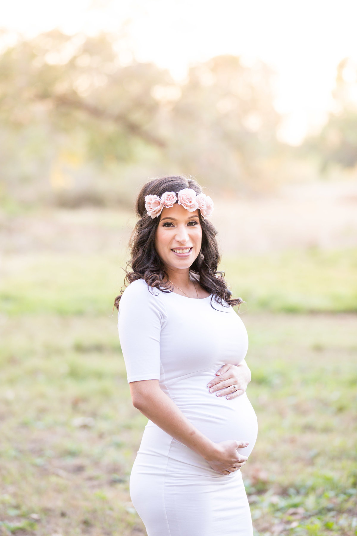 maternity portrait, flower crown, huntington beach