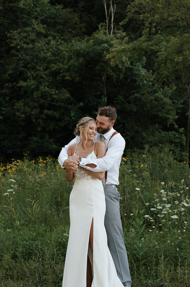 Montana Bride and Groom share moment during bridal portraits 