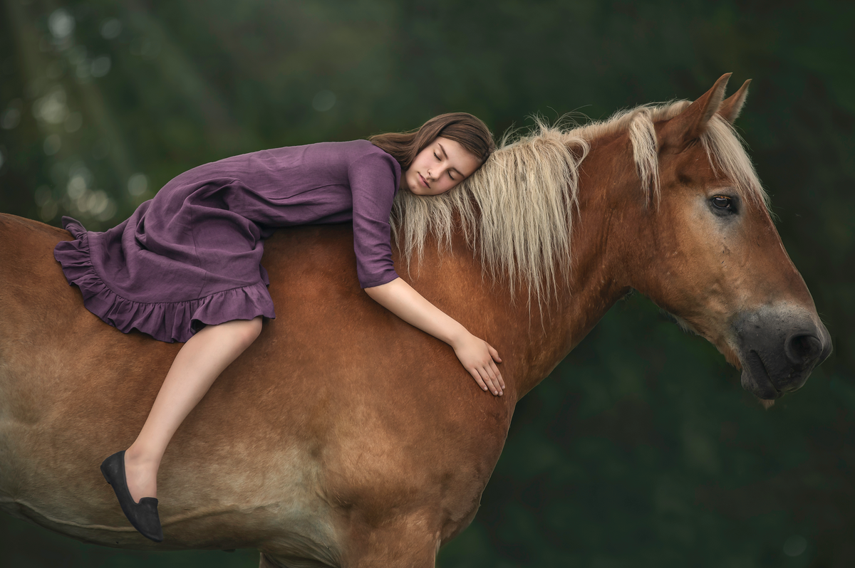 Teen and Her horse in beautiful light during a senior portrait session in Ottawa Ontario