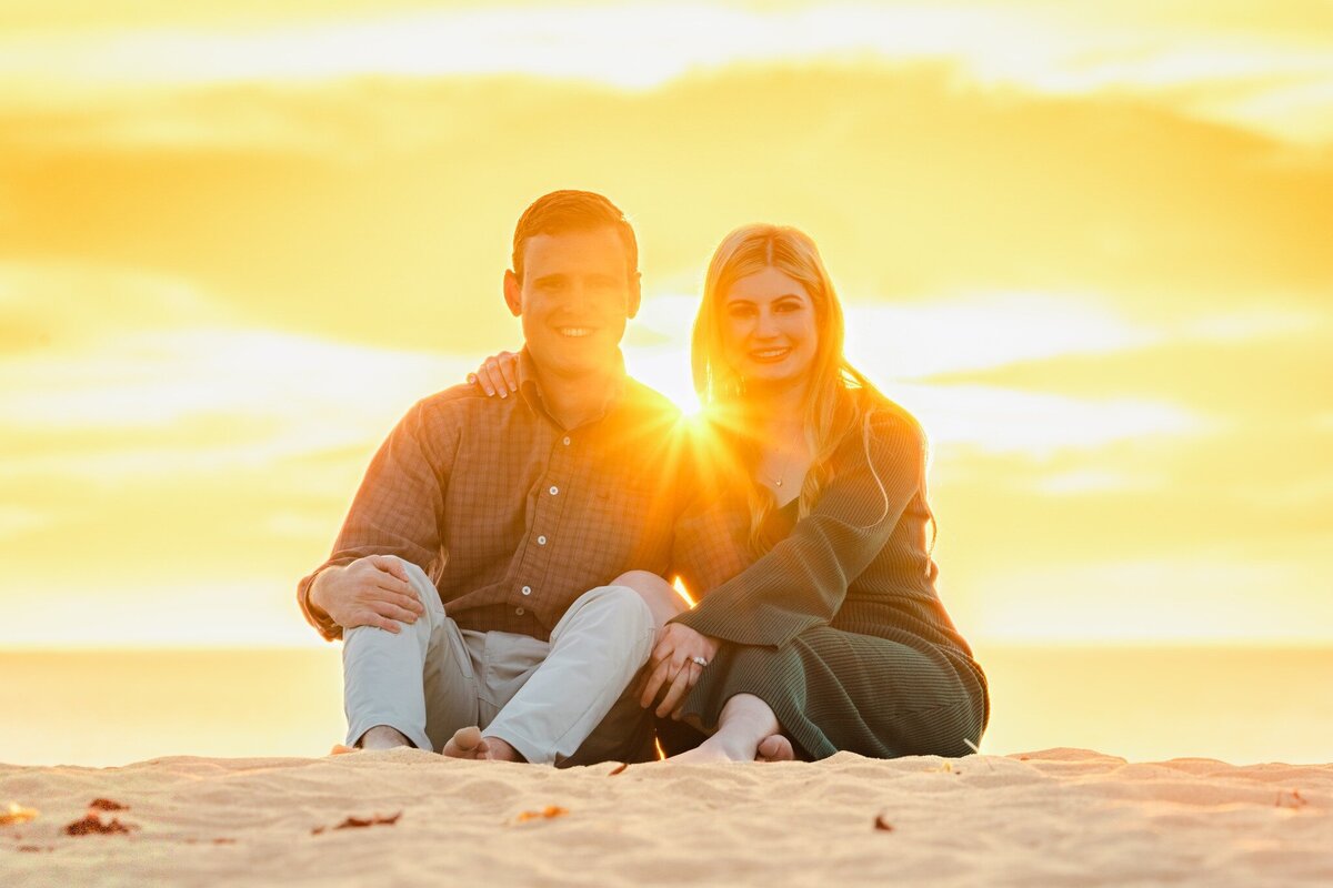 Couple portrait at the sunset, engagement photography, Carmel Beach, California