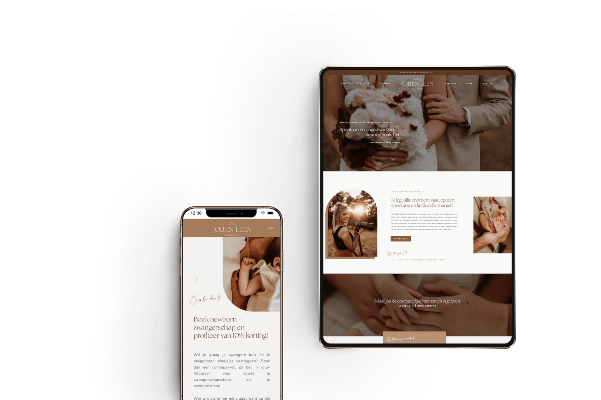 Showit template personalisatie Jolien Leen Fotografie