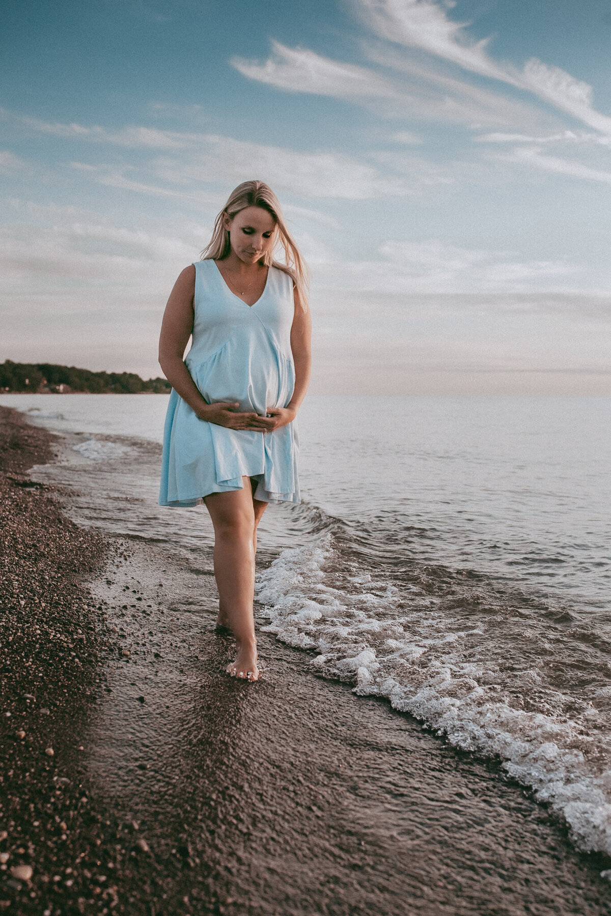 walking in the water maternity photos