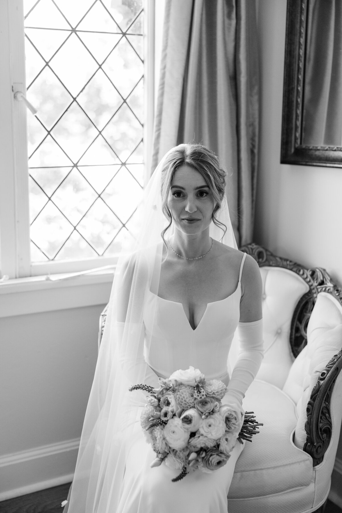 black-and-white-sitting-bridal-portrait-ct-wedding-planner