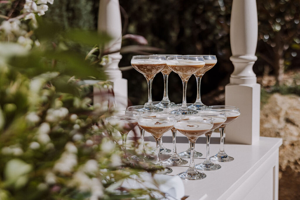 cocktail tower monserate winery wedding editorial, timeless, candid