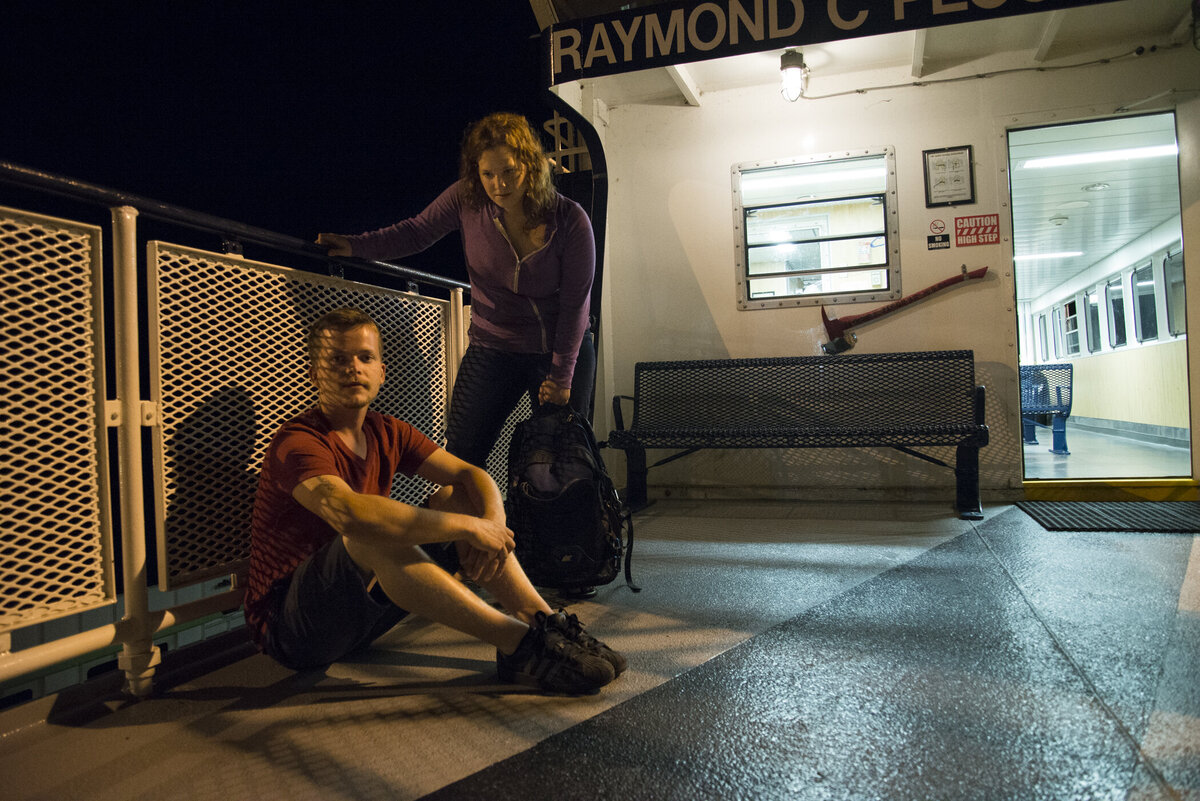 imagery of lonely people on ferry