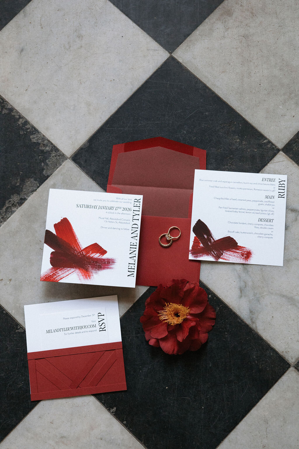 Vintage-modern-red-invitations