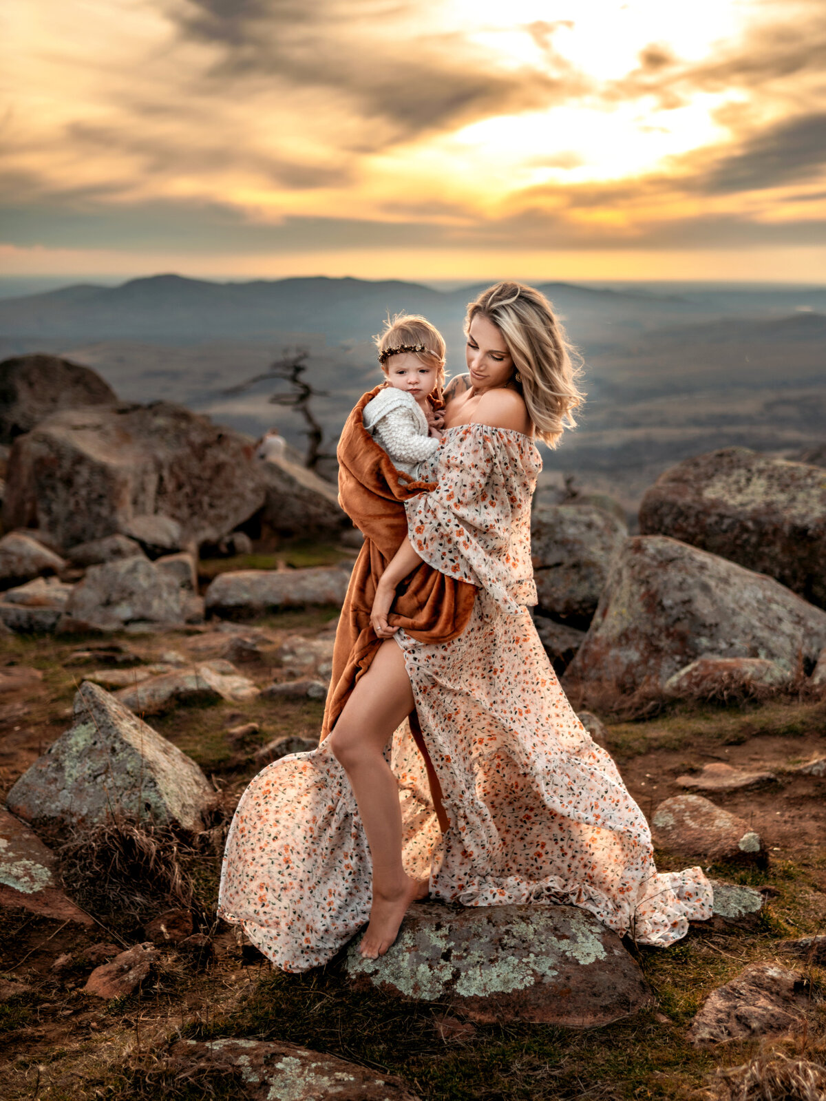 mom holding baby on mt scott