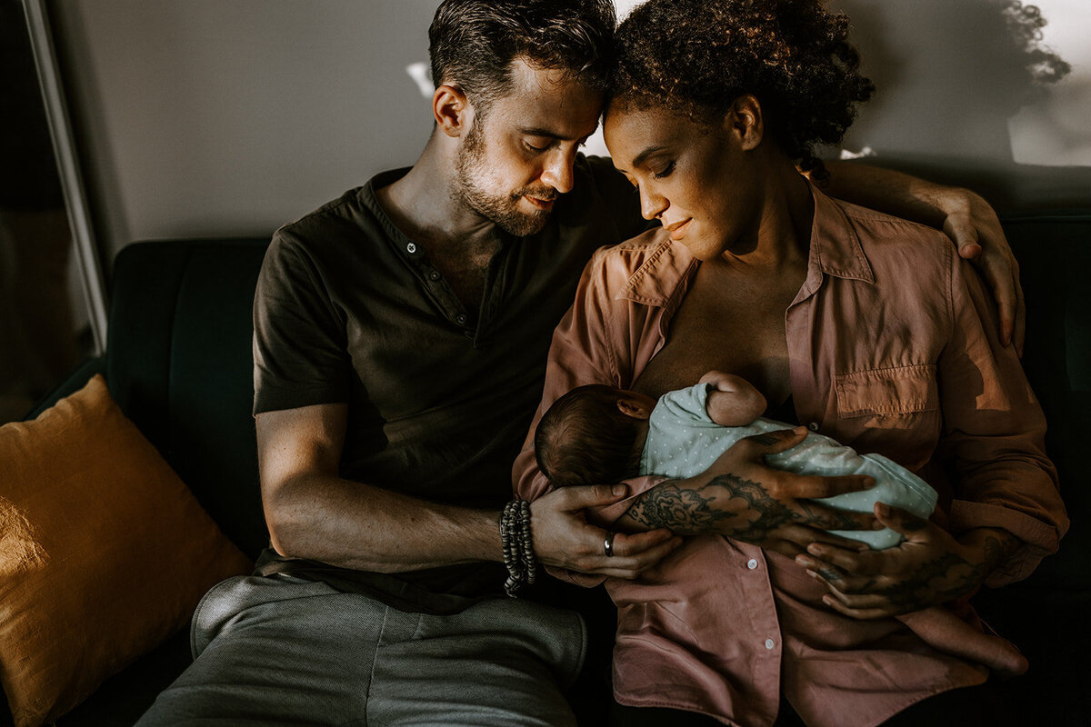 In home sunset photography newborn session