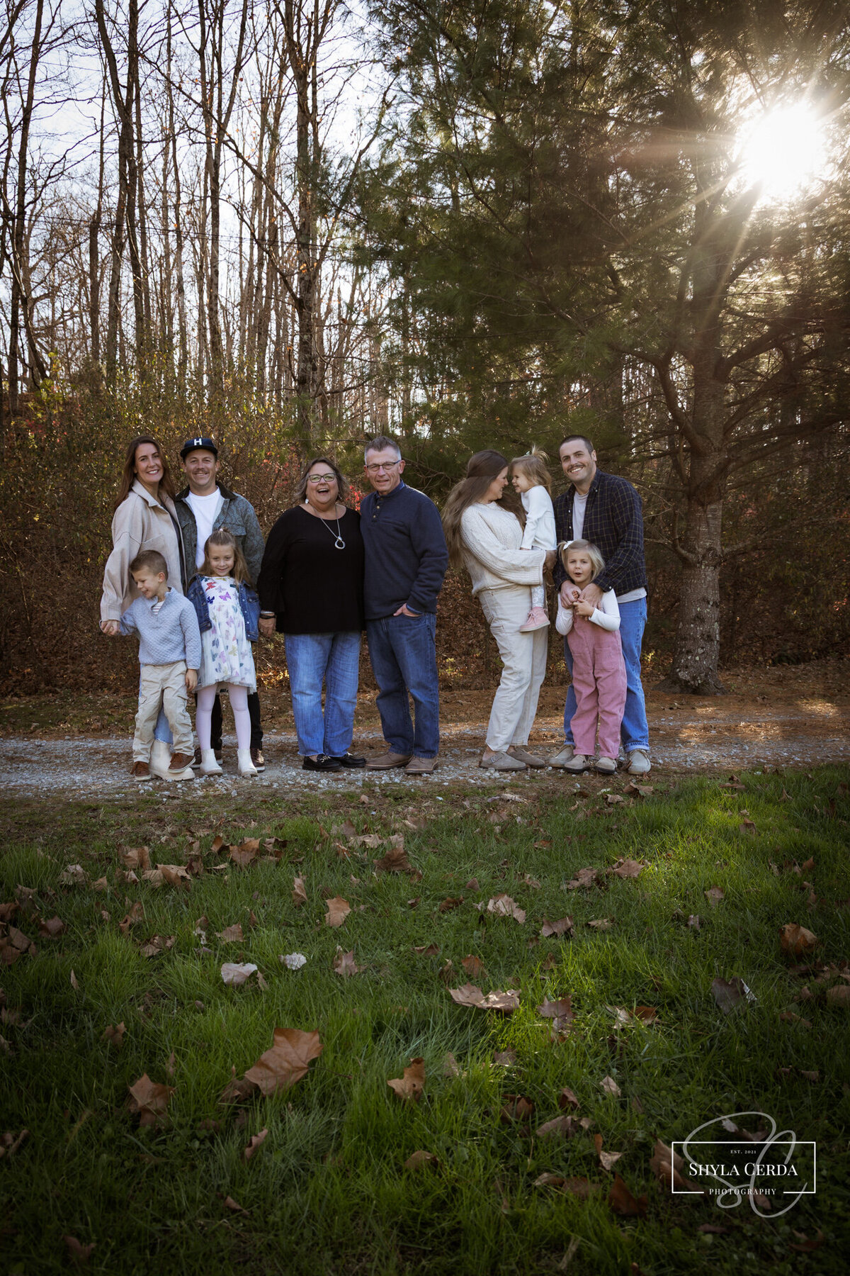 Generational family enjoying fall weather