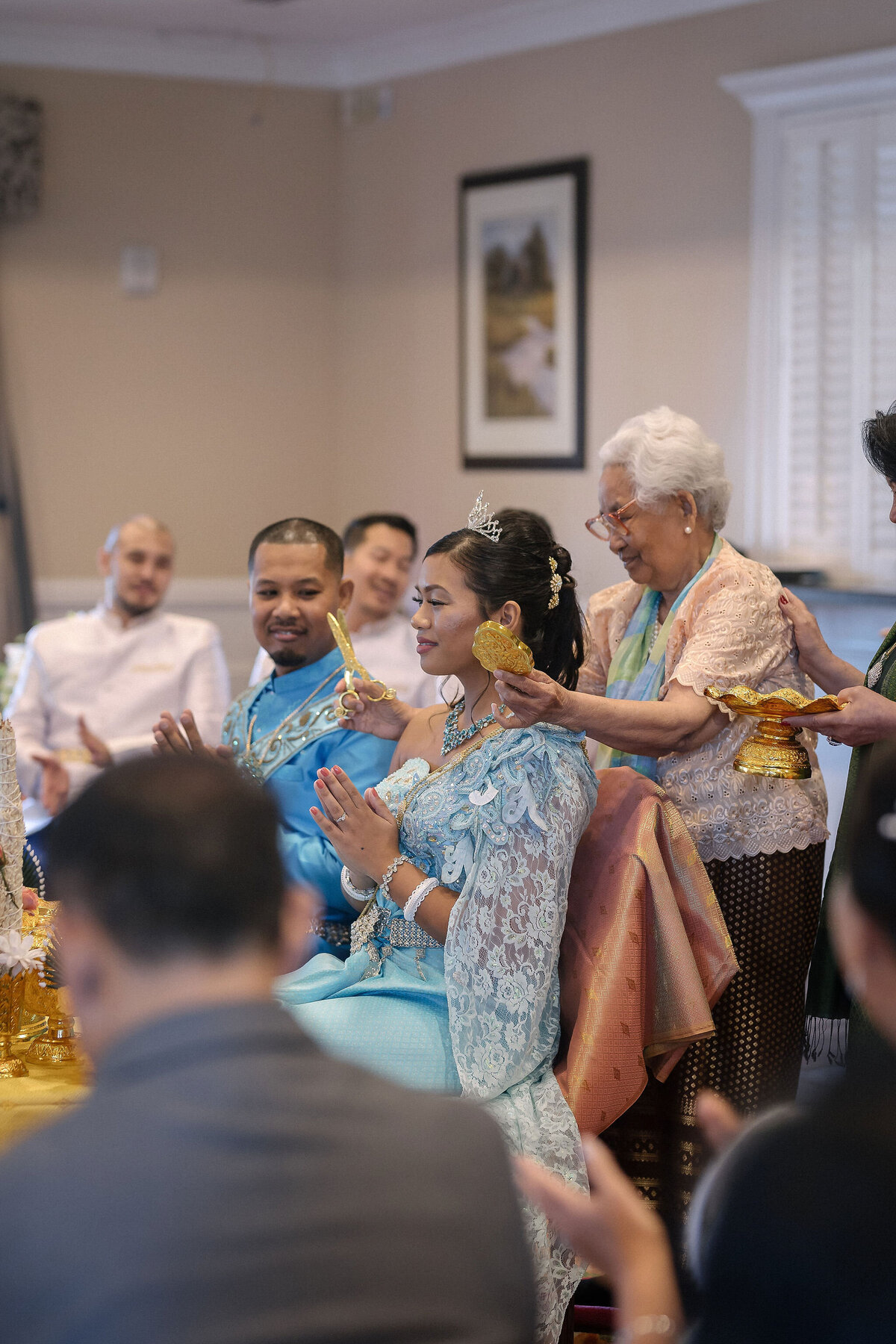 Bride and groom in traditional Khmer wedding outfits | Khmer Wedding Photographer, Phavy Photography