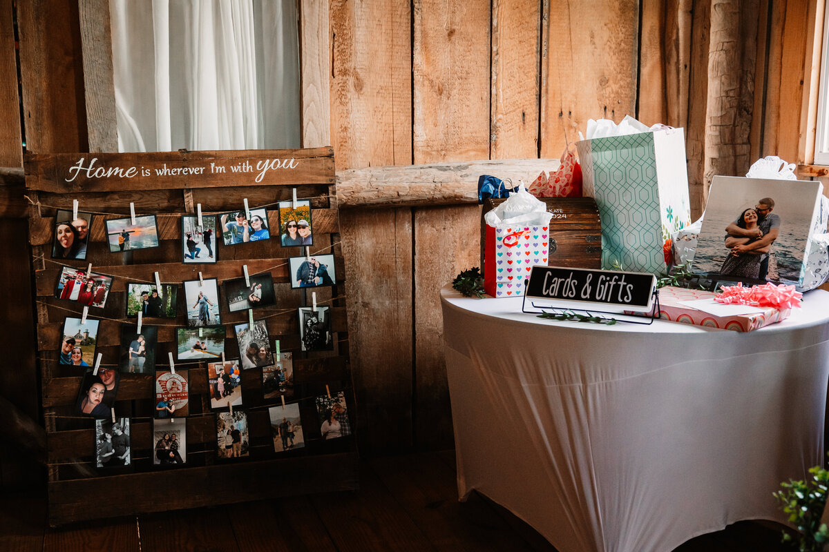 Details of a Cards and Gifts table at a wedding reception