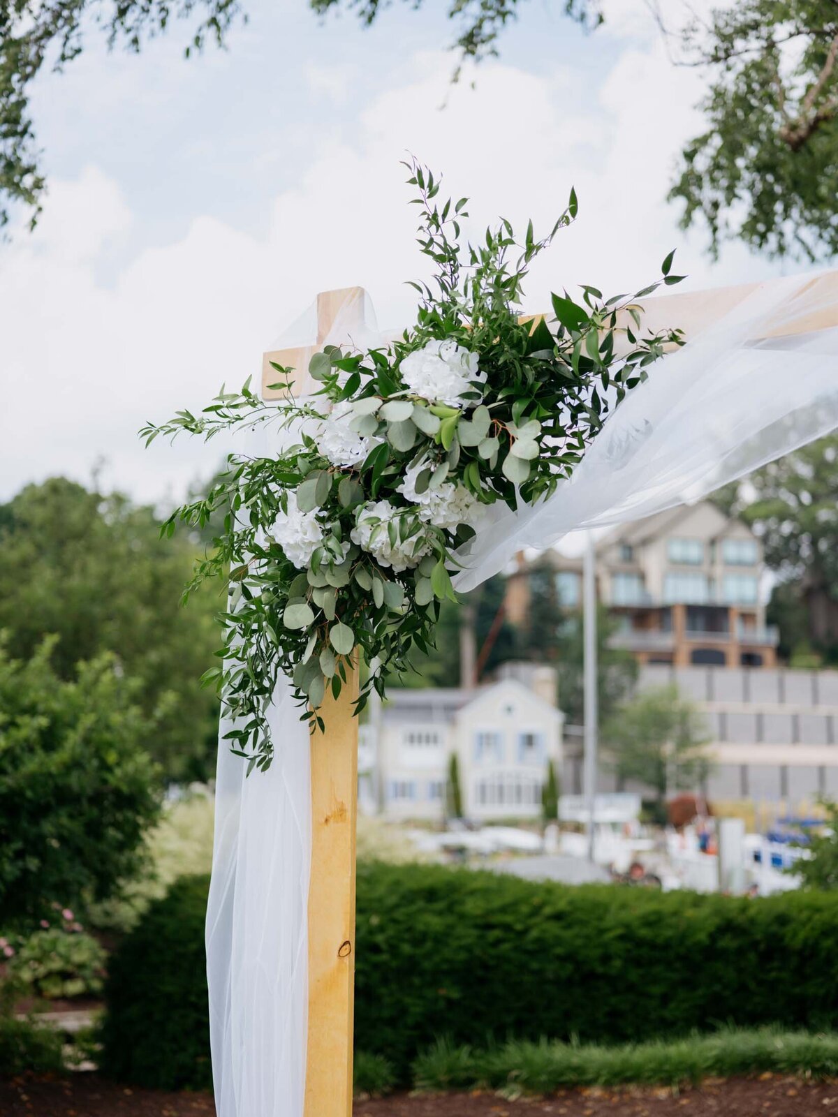 Wedding ceremony at Cleveland Yachting Club with lake views