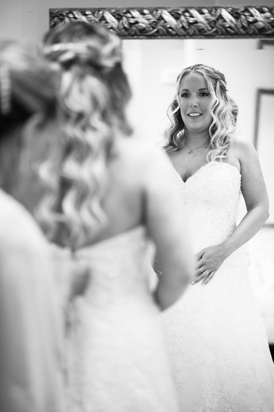 smiling in the mirror