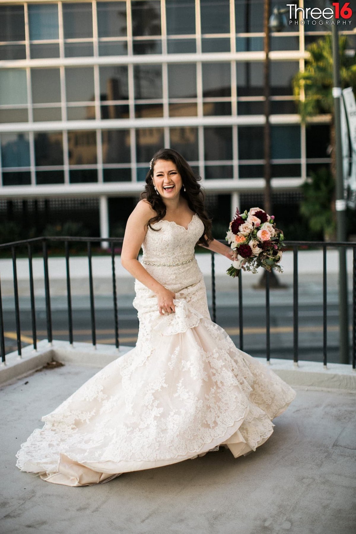 It's all smiles for this Bride as she poses for the camera