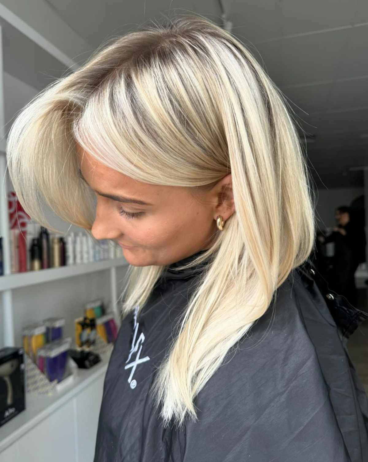 Freshly coloured blonde hair creamy