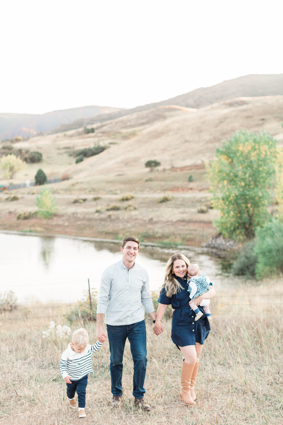 Family at South Valley Park in Littleton during golden hour