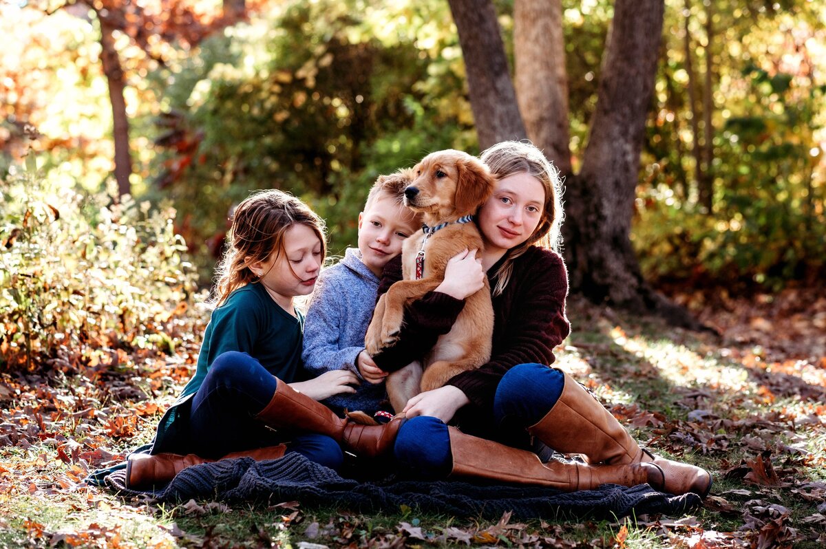 Kids and puppy McKennaPattersonPhotography