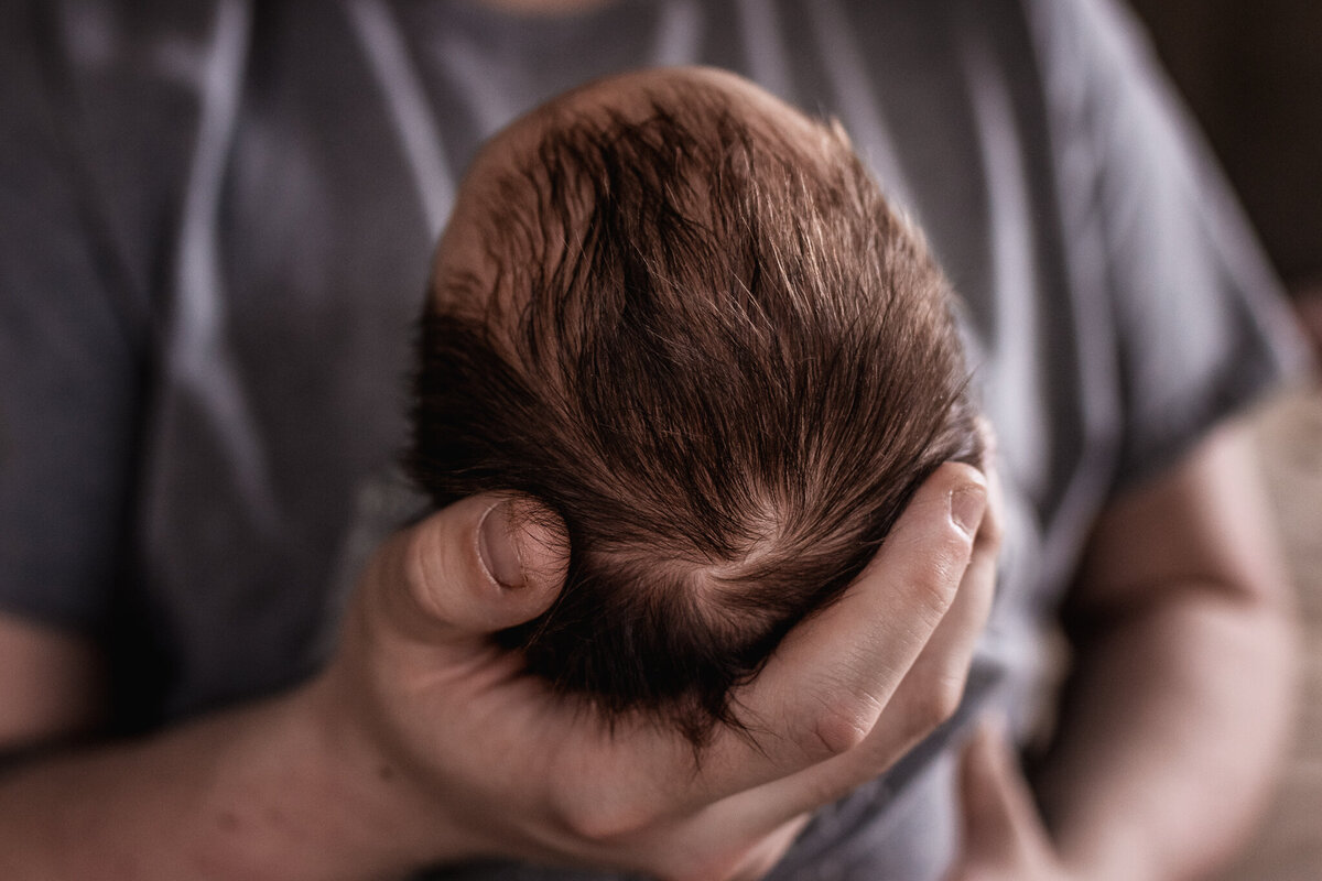 detail image of newborn baby boys hair by nh newborn photographer lisa smith