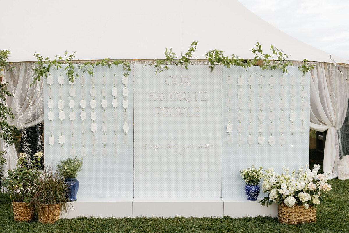 Kate_Murtaugh_Events_wedding_planner_Maine_sailcloth_tent_seating_chart_escort_wall